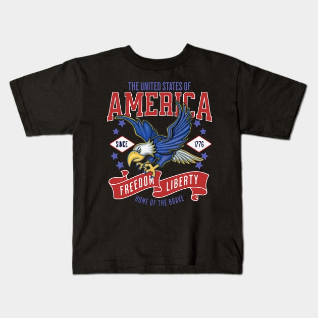 Freedom and Liberty Since 1776 Kids T-Shirt by Danny Gordon Art